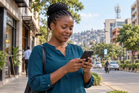 Original illustration of African mobile connectivity; not evidence of the selected record.